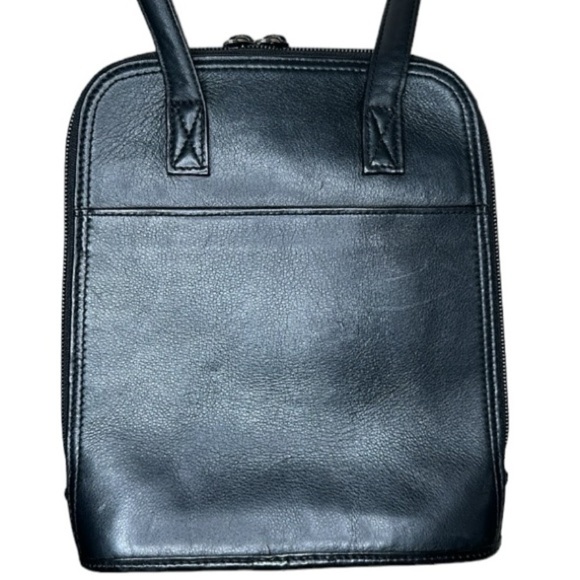 VTG Brighton One World Slim Leather Crossbody Bag Croc Emboss Single Strap Black - Picture 4 of 16